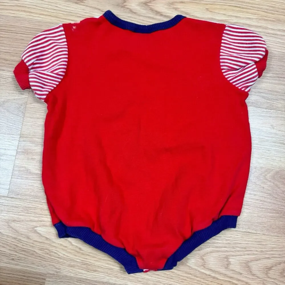 Baby Boys Vintage Bodysuit 24 Months 100% Cotton Baseball Bear Red White Sports